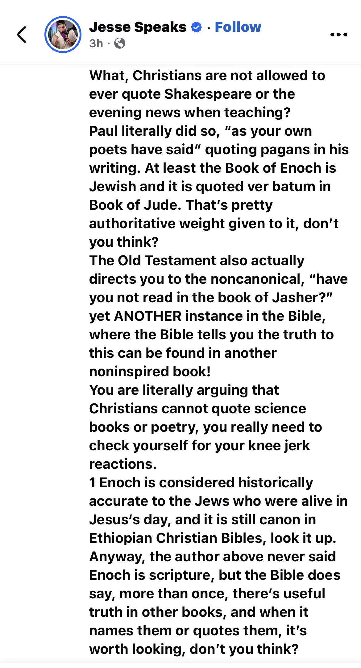 Jesse Speaks post about the Book of Enoch